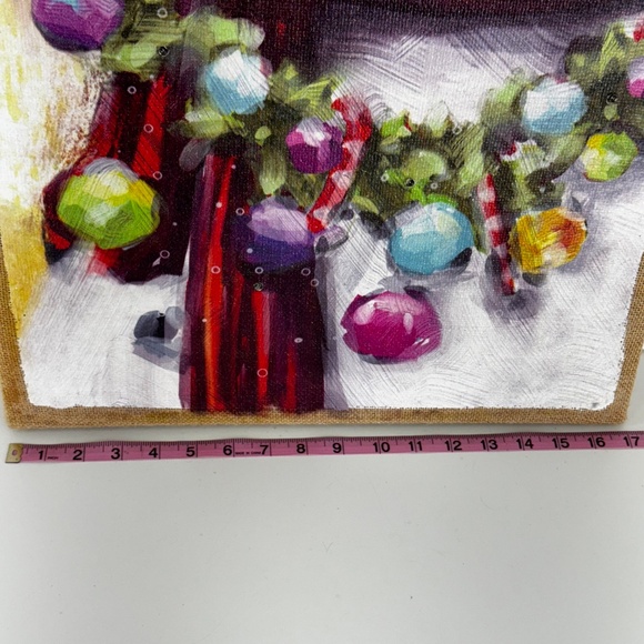 Collectible/Rare Pier 1 Imports Snowman Lighted Glitter Canvas Christmas Wall - Picture 2 of 10